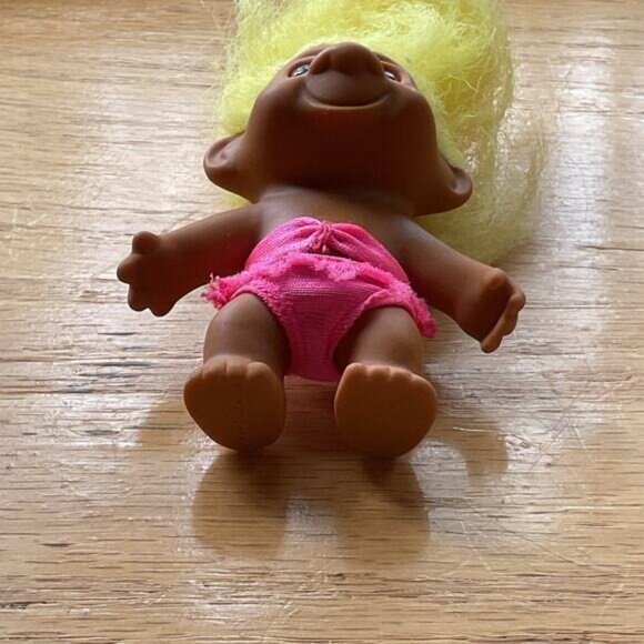 Yellow Haired Troll Doll in Pink Two Piece Bathing Swimsuit - Picture 6 of 6